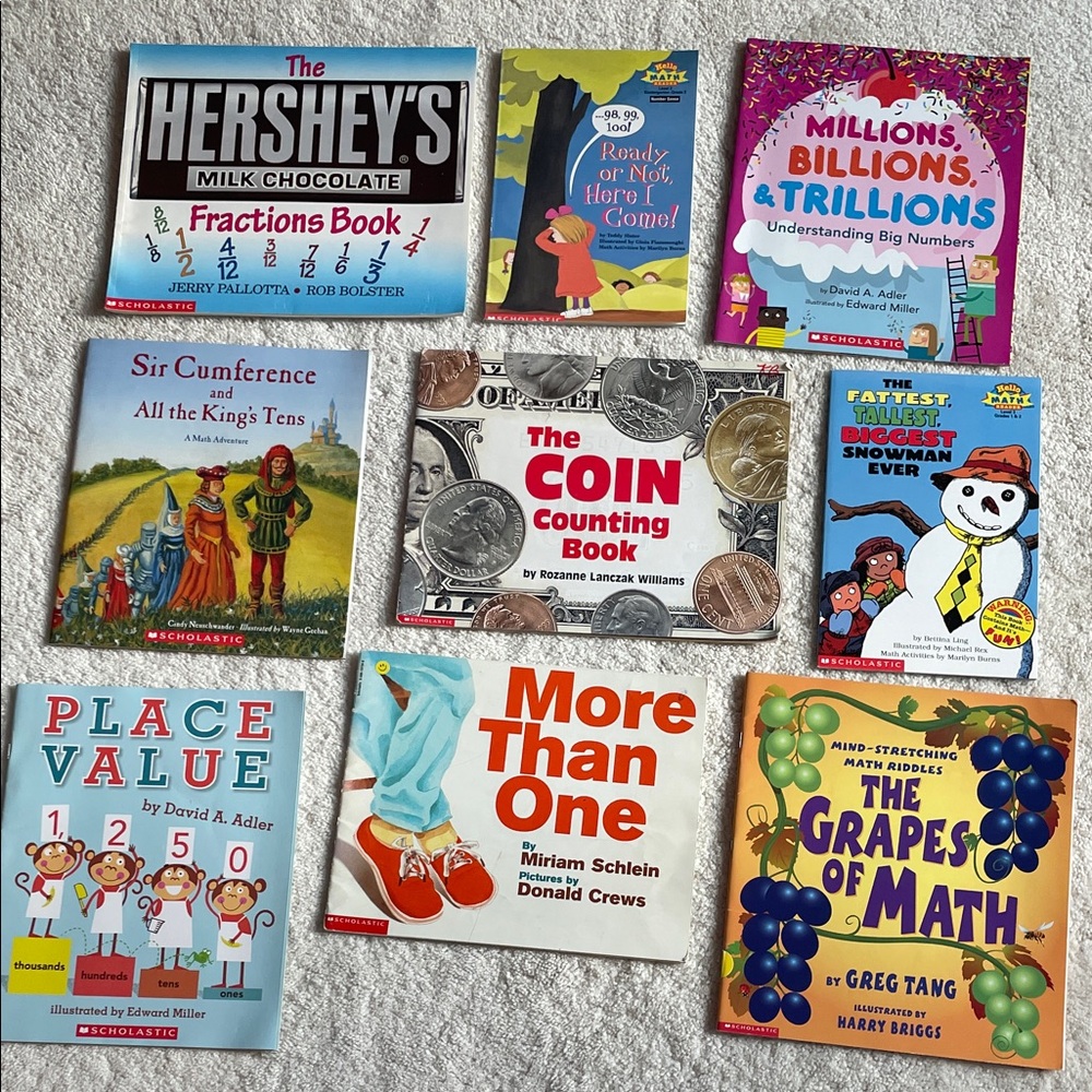9 Scholastic Colorful Math and Counting Book Collection